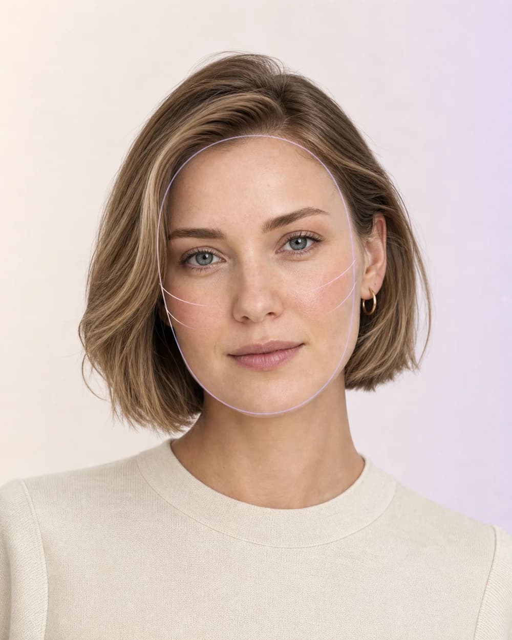 Woman with subtle contour lines illustrating face-shape exploration